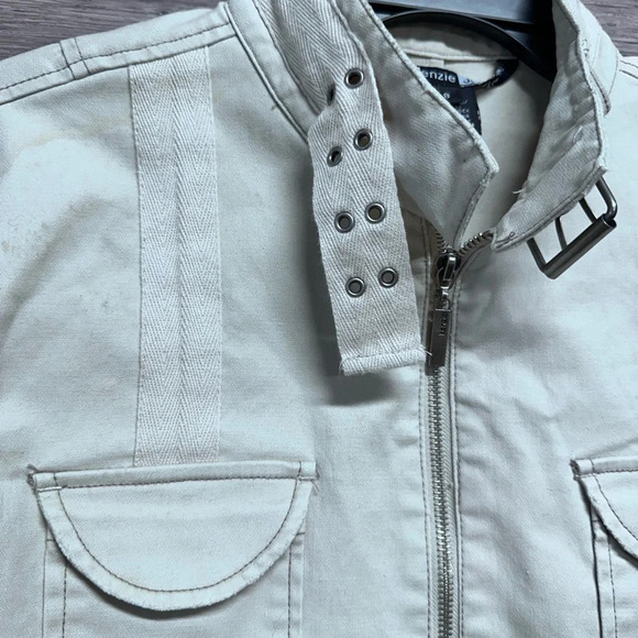 Kenzie Jeans Cream Tan Utility Womens Jacket Coat Size 8 - Picture 3 of 8